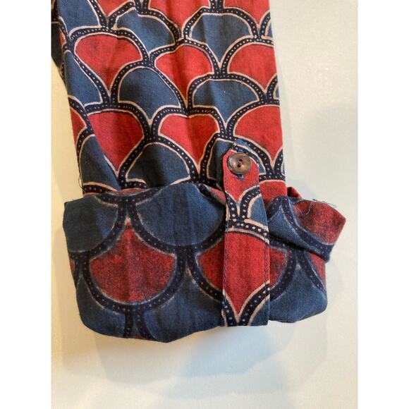 India-made 100% Organic Cotton Tunic Red & Blue pattern - Picture 14 of 14